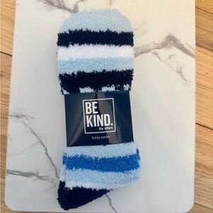 Cozy Striped Be Kind Socks - Blue and White